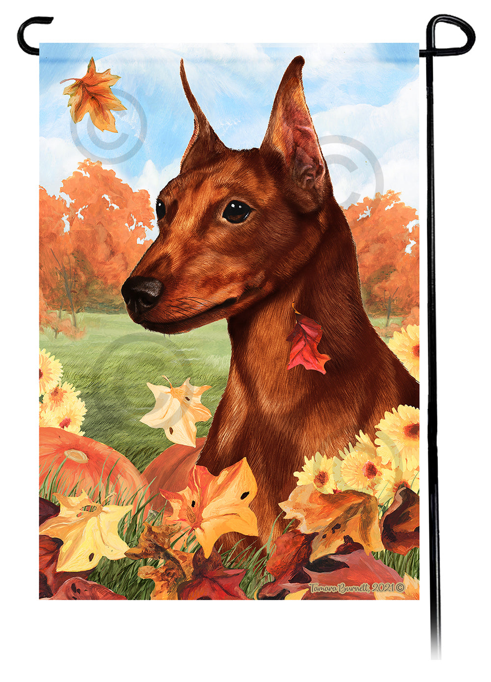 Miniature Pinscher Falling Leaves - Garden Flag