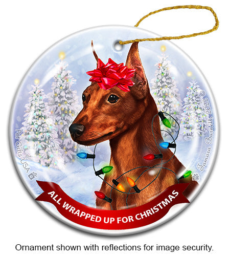 Miniature Pinscher Cropped Red Ornament