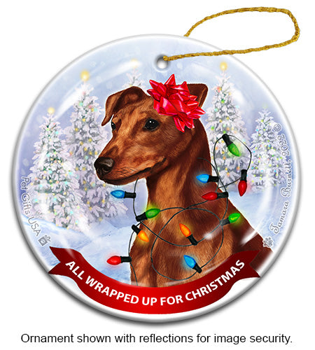 Miniature Pinscher Uncropped Red Ornament