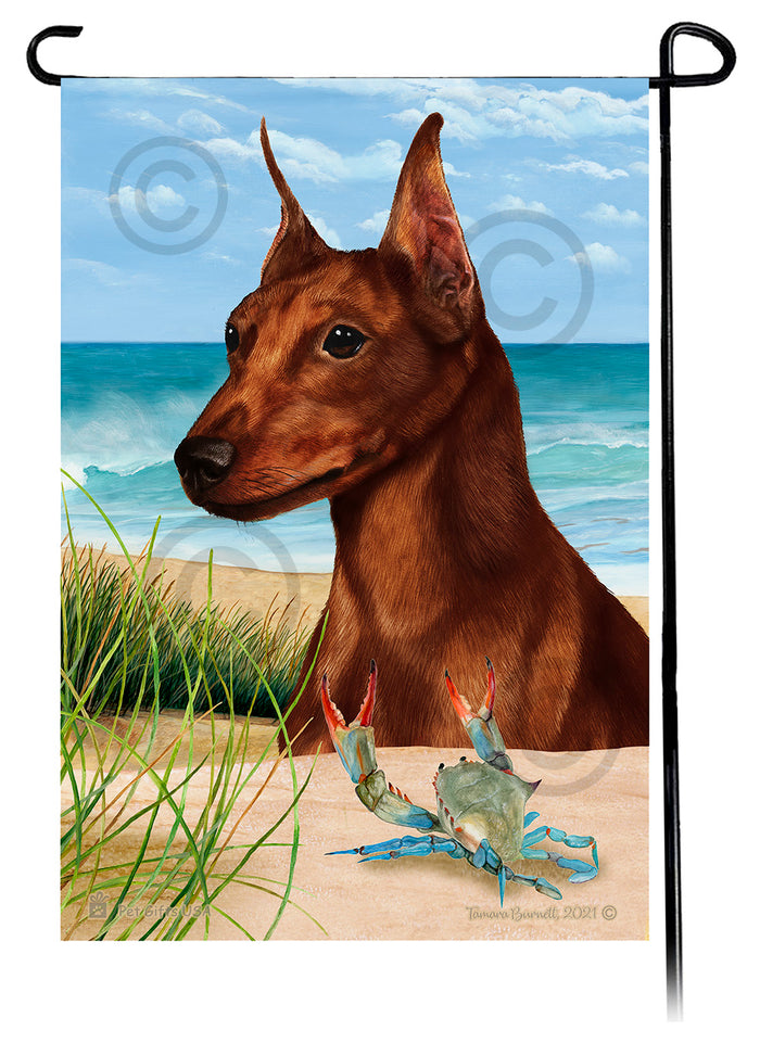Miniature Pinscher Summer Flowers Garden Flag