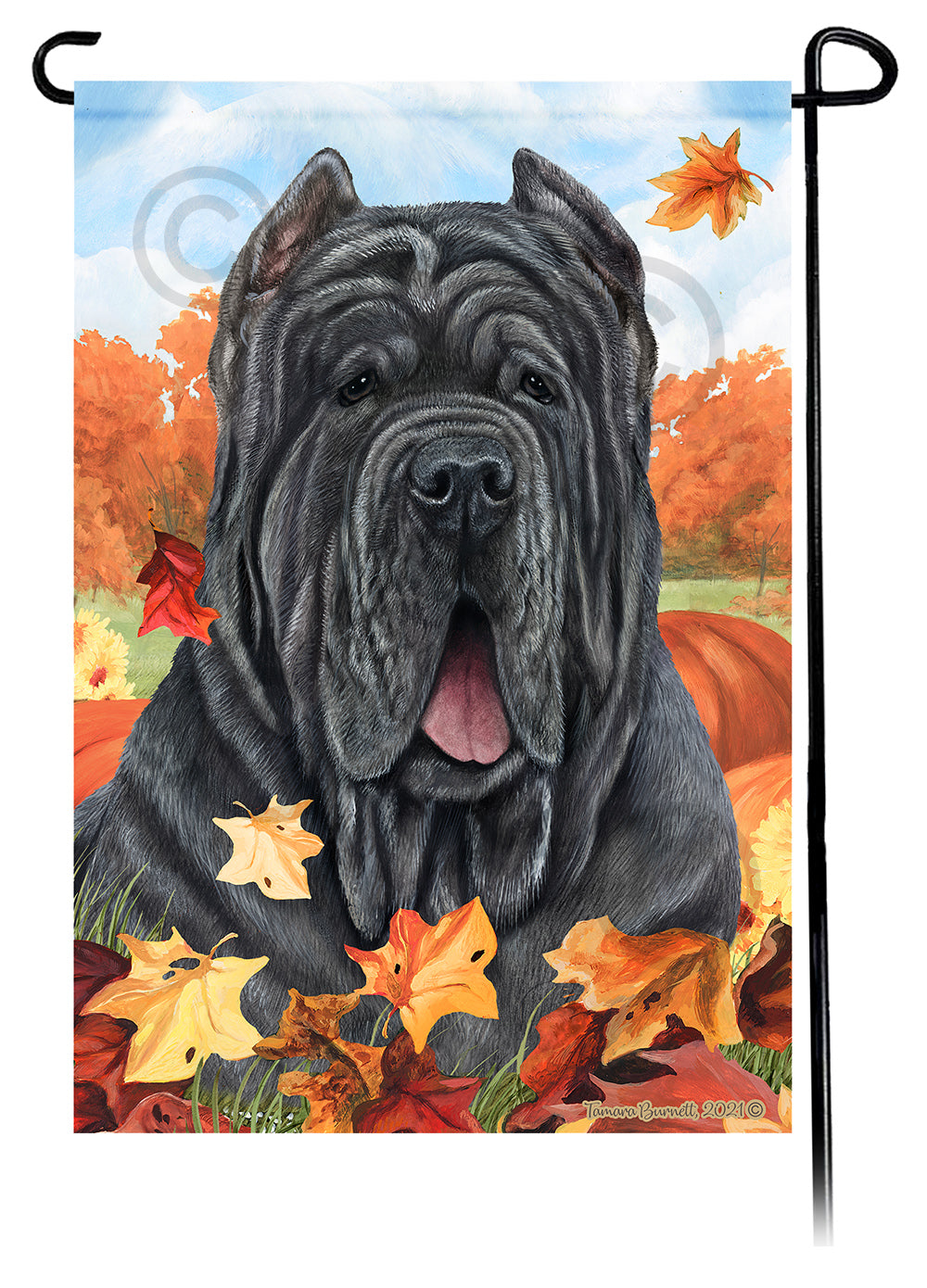 Neapolitan Mastiff Falling Leaves - Garden Flag