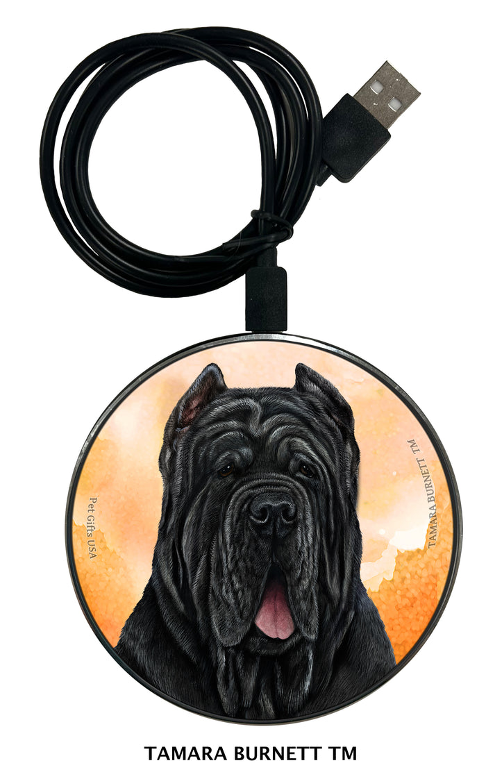 Neapolitan Mastiff Black Cropped Zoomies Wireless Charger