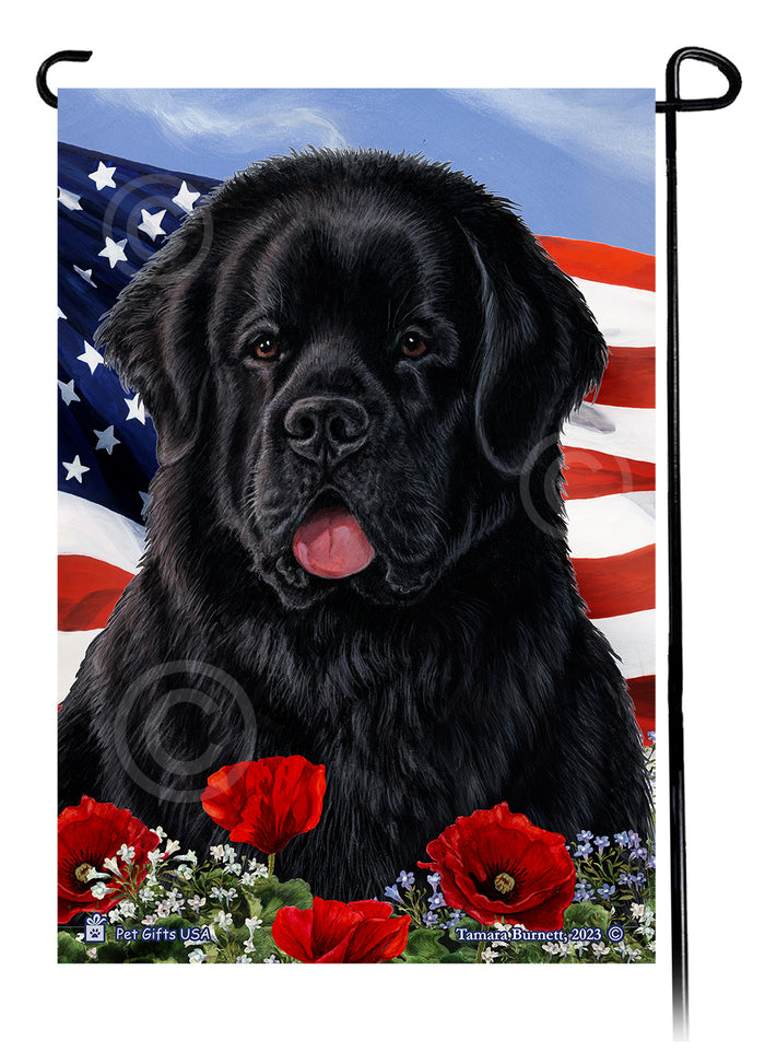 Newfoundland Patriotic Flowers Garden Flags