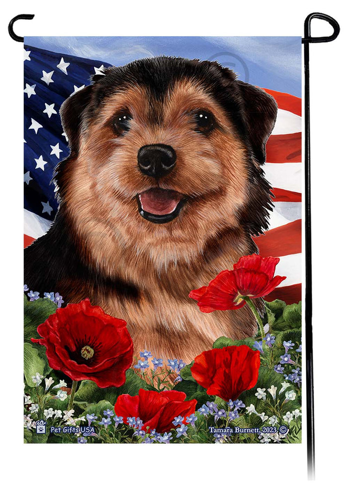 Norfolk Terrier Patriotic Flowers Garden Flags
