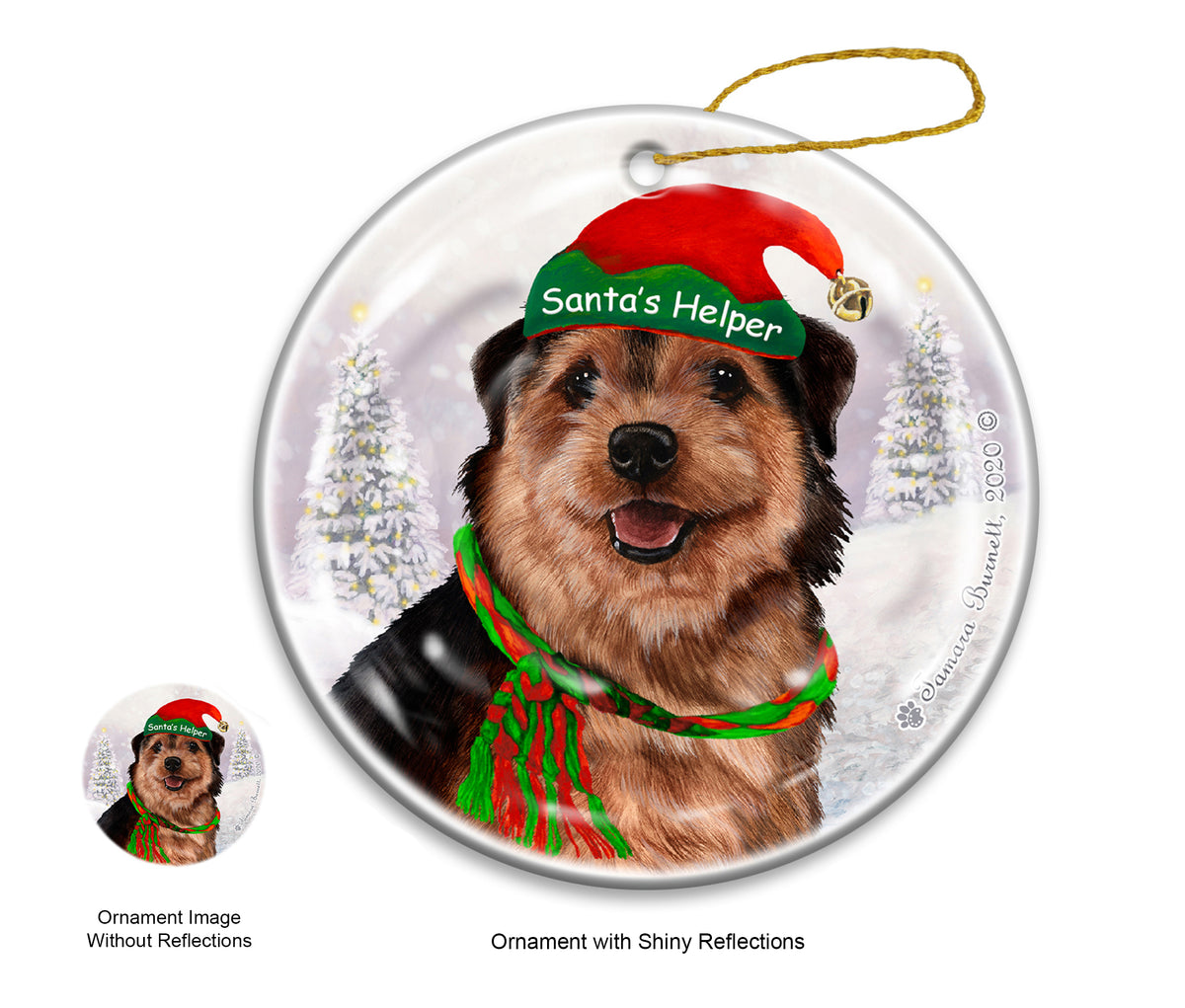 Norfolk Terrier Black and Tan Ornament