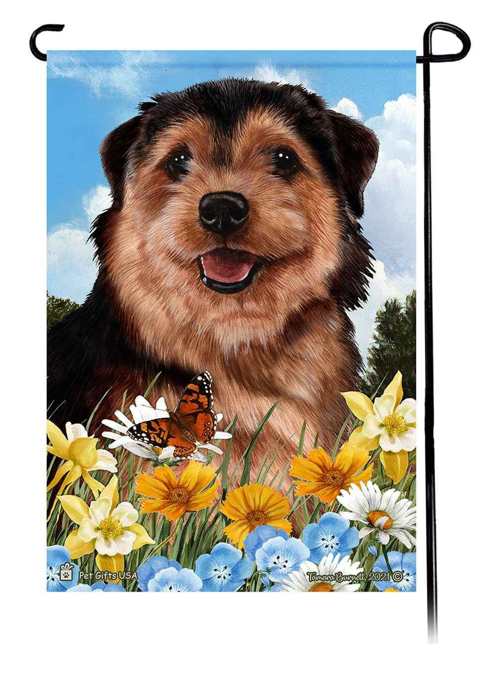 Norfolk Terrier Summer Flowers Garden Flags