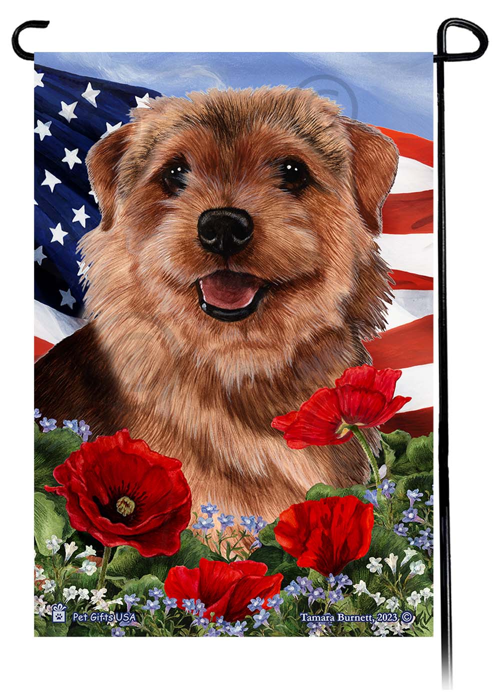 Norfolk Terrier Patriotic Flowers - Garden Flag