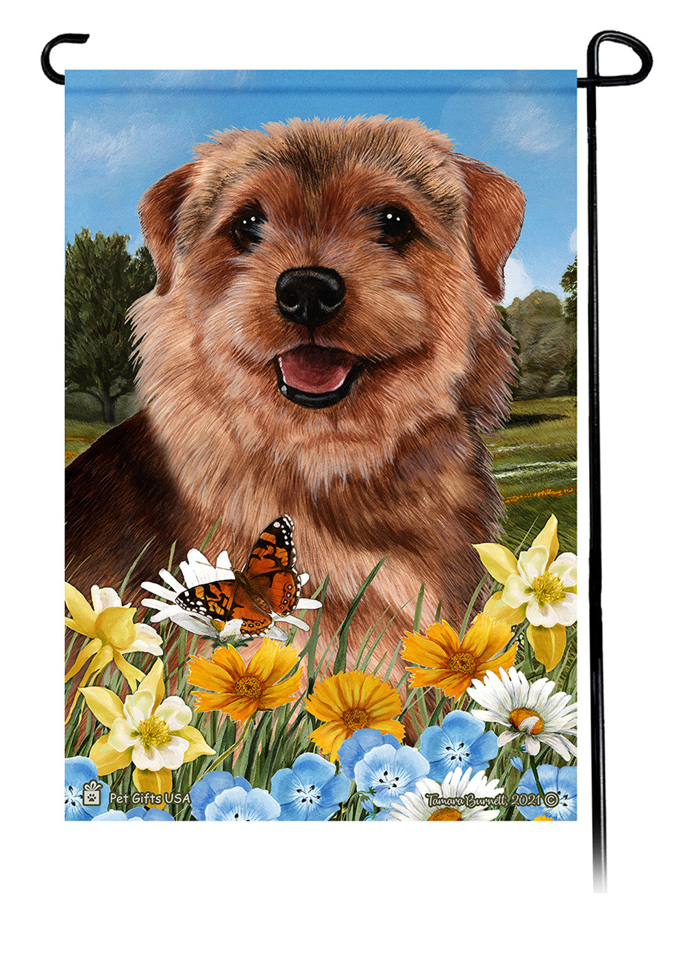 Norfolk Terrier Summer Flowers - Garden Flag