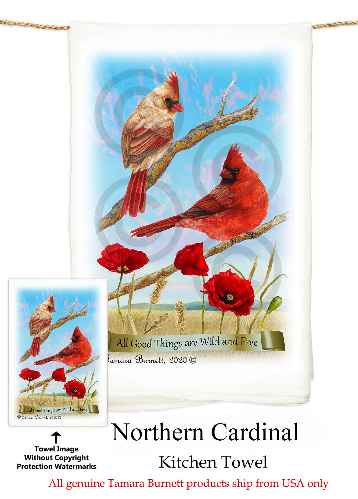 Northern Cardinal Flour Sack Towel