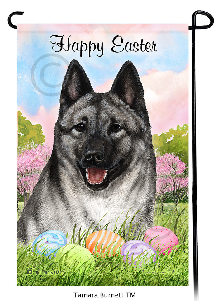 Norwegian Elkhound Happy Easter Garden Flags