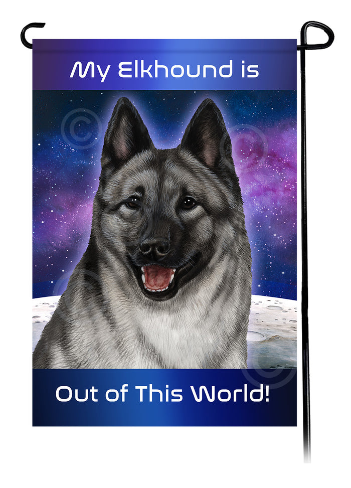 Norwegian Elkhound Out Of This World Garden Flags