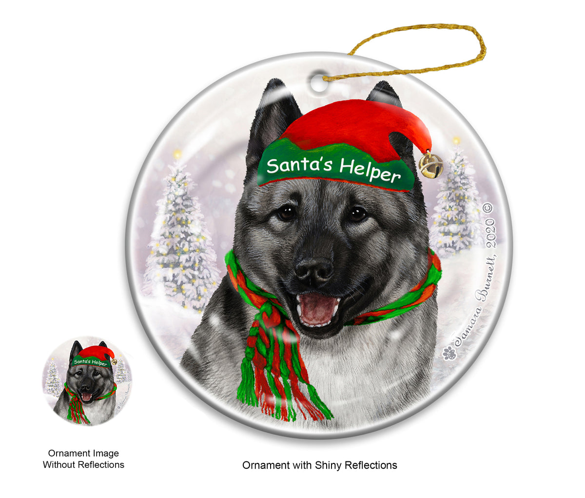 Norwegian Elkhound - Santa's Helper Ornament