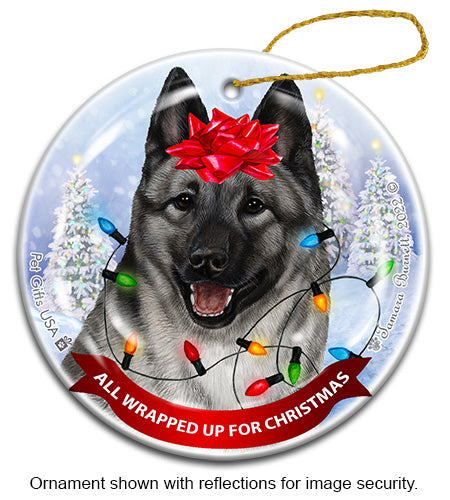 Norwegian Elkhound All Wrapped Up Ornament