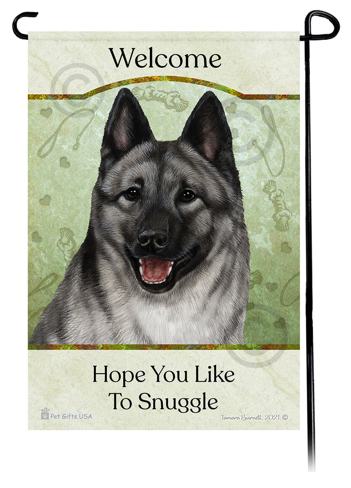 Norwegian Elkhound Hope You Like To Snuggle Garden Flags