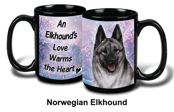 Norwegian Elkhound Winter Mug 15 oz
