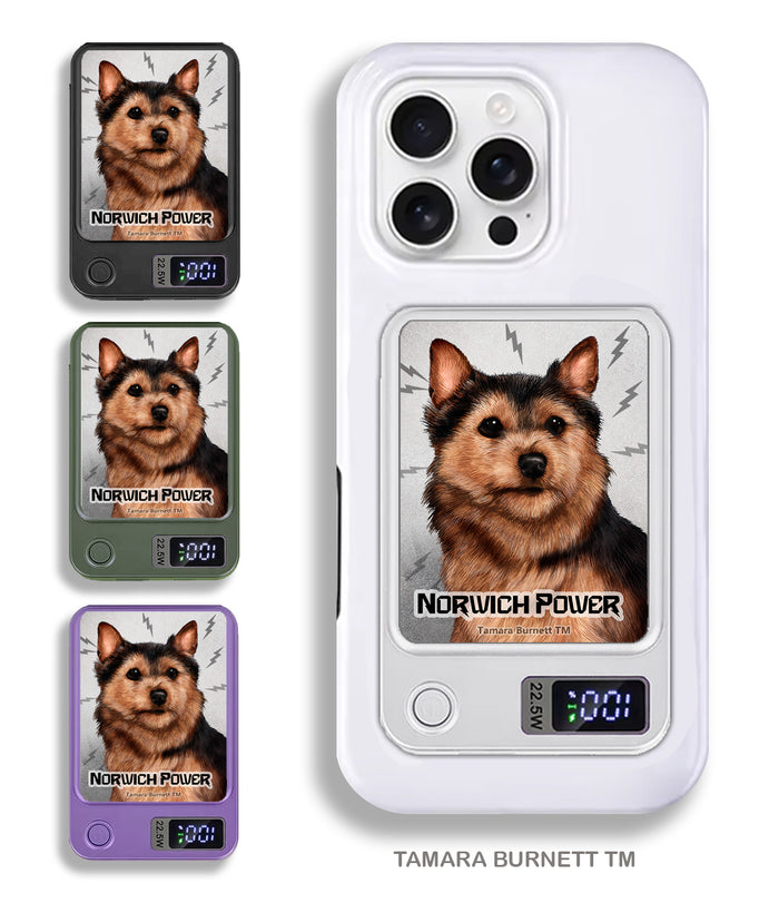 Norwich Terrier Black and Tan Phone Bank Wireless Charger