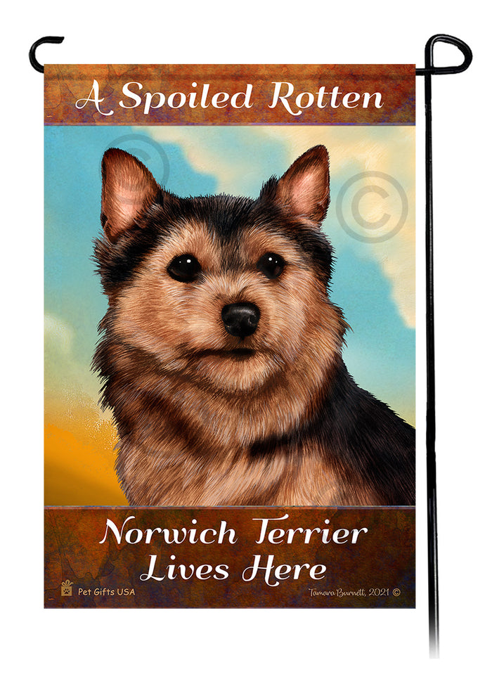 Norwich Terrier Spoiled Rotten Garden Flags