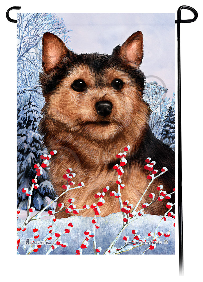 Norwich Terrier Winterberries Garden Flags