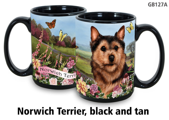 Norwich Terrier Black & Tan - Garden Party Fun Mug 15 oz