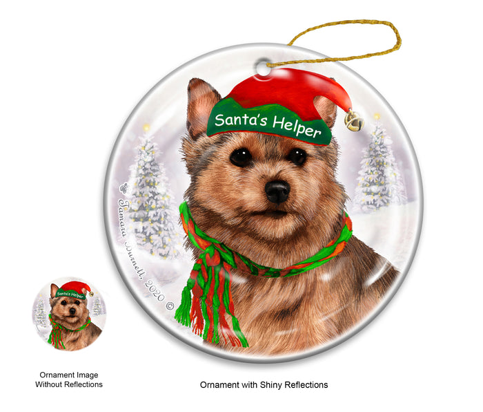 Norwich Terrier - Santa's Helper Ornament