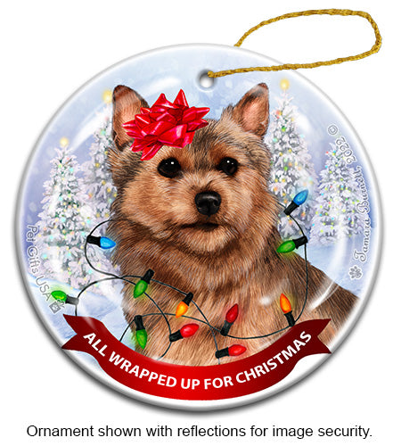Norwich Terrier All Wrapped Up Ornament