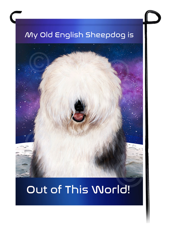 Old English Sheepdog Out Of This World Garden Flags