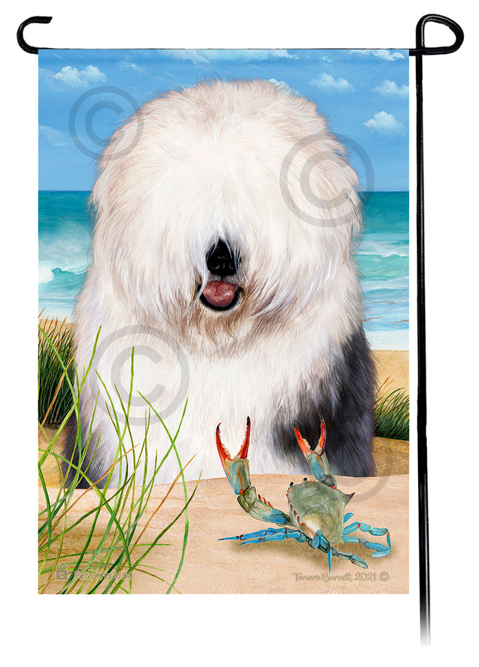 Old English Sheepdog Summer Flowers Garden Flag