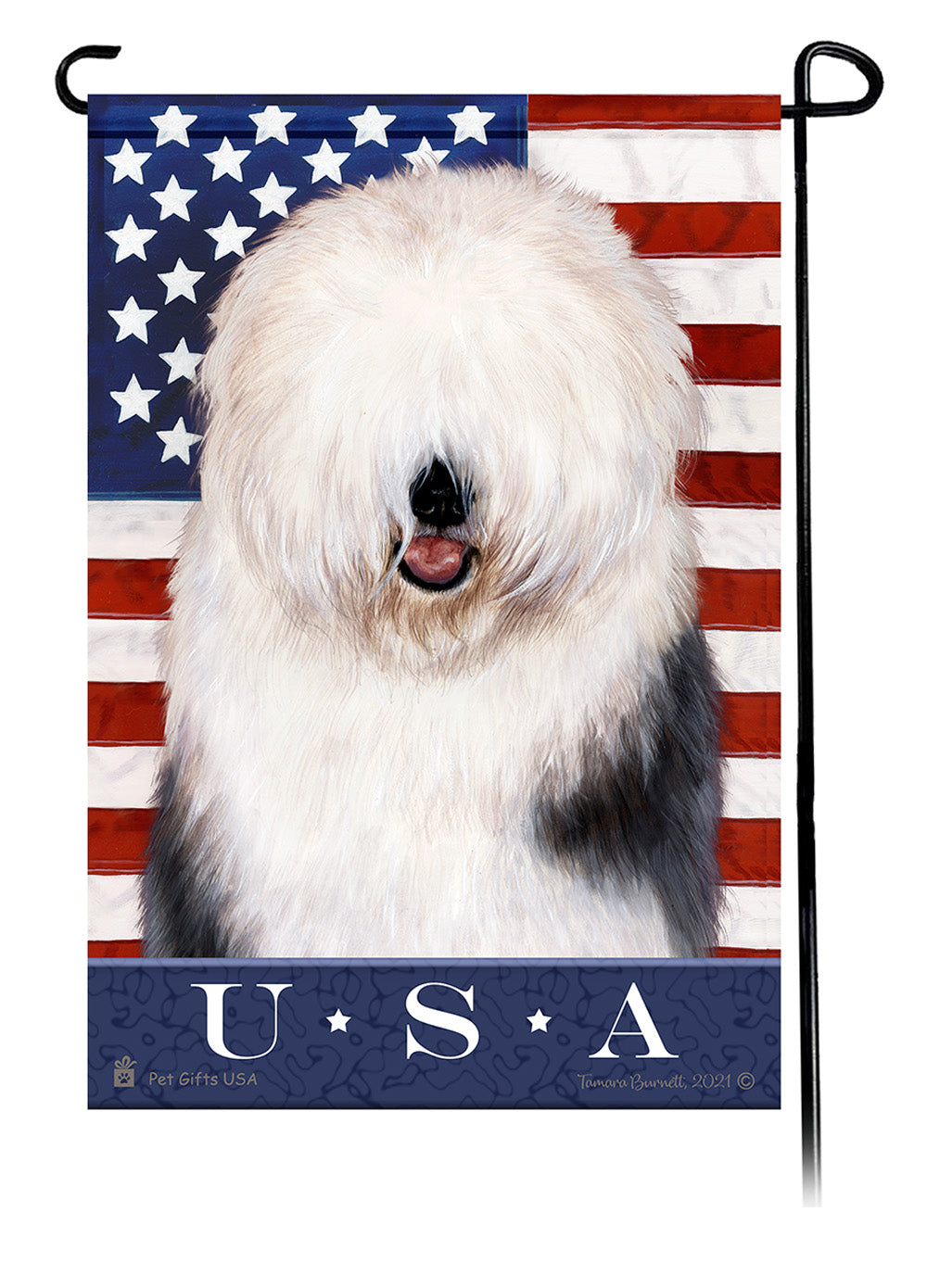 Old English Sheepdog True Blue Garden Flags