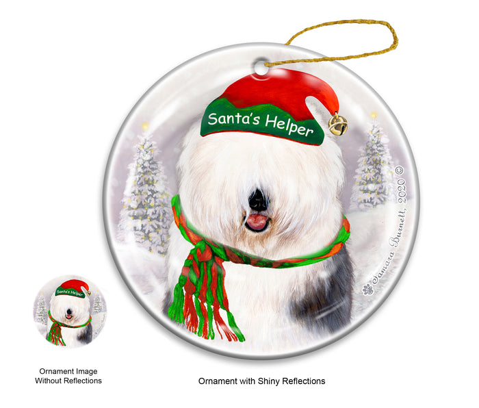 Old English Sheepdog - Santa's Helper Ornament