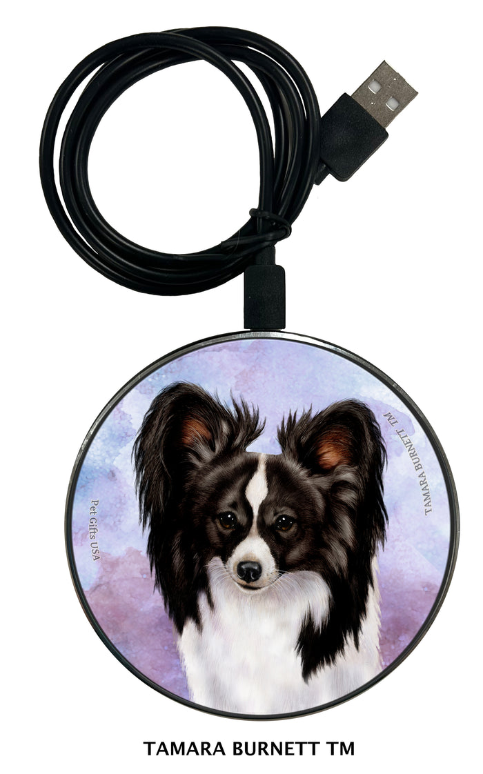 Papillon Black and White Zoomies Wireless Charger