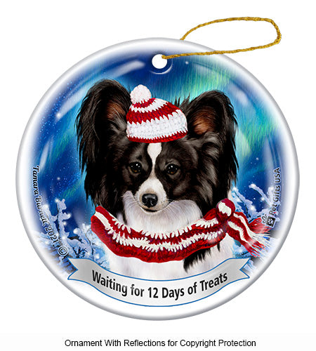 Papillon Black and White Ornament