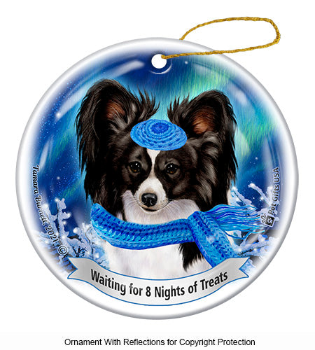 Papillon Black and White Ornament