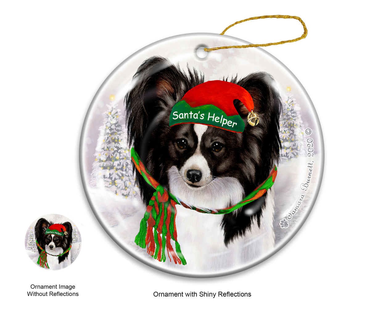 Papillon Black and White Ornament