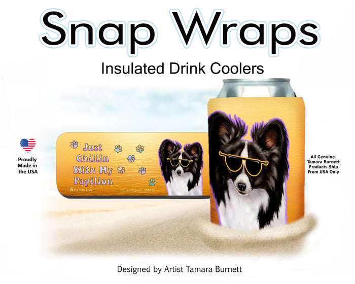 Papillon Black and White Snap Wrap Cozy