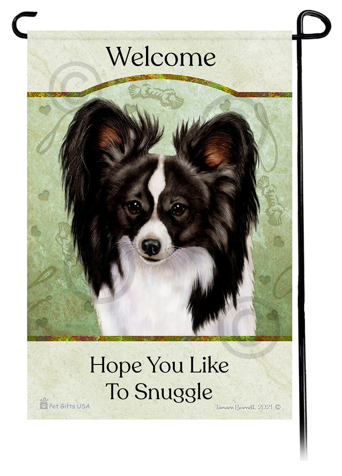 Papillon Hope You Like To Snuggle Garden Flags