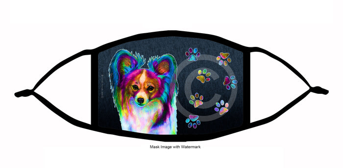 Papillon (Sable and White) Face Mask