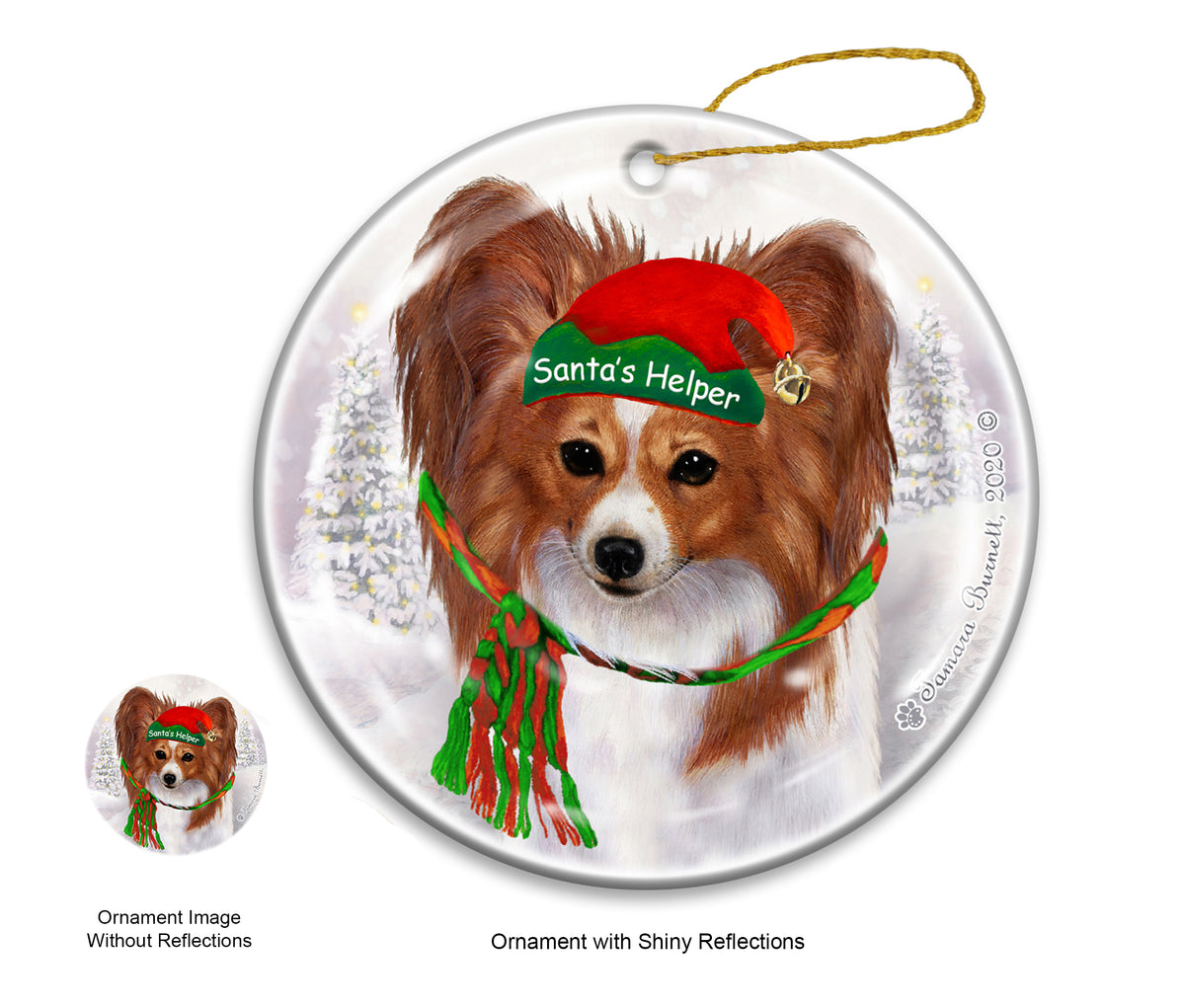 Papillon - Santa's Helper Ornament