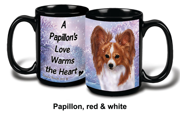 Papillon Red/Wht Winter Mug 15 oz