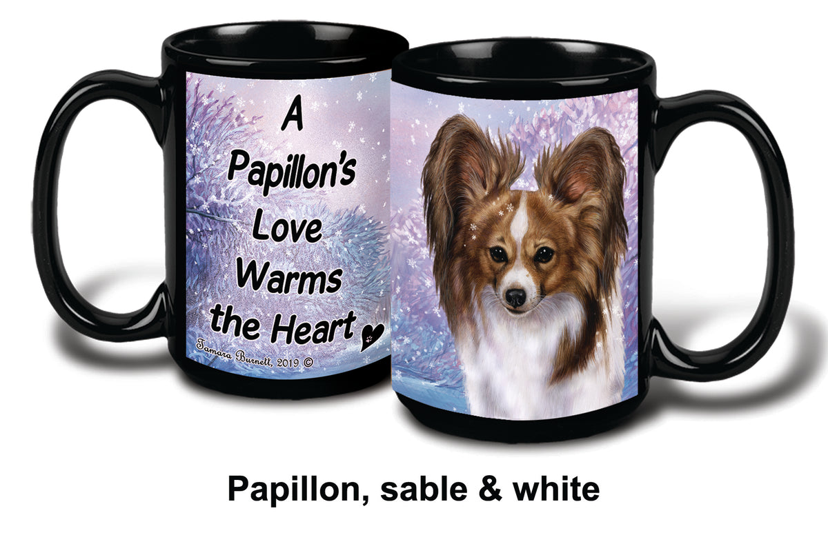 Papillon Sable/White Winter Mug 15 oz