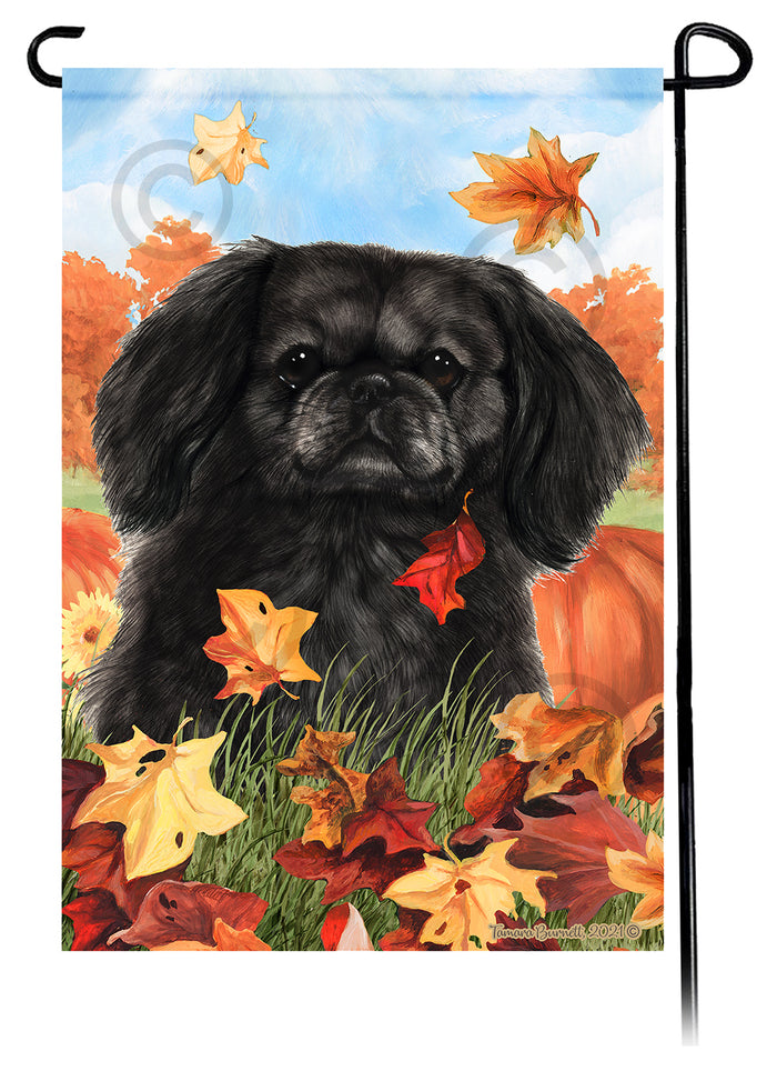Pekingese Falling Leaves Garden Flags
