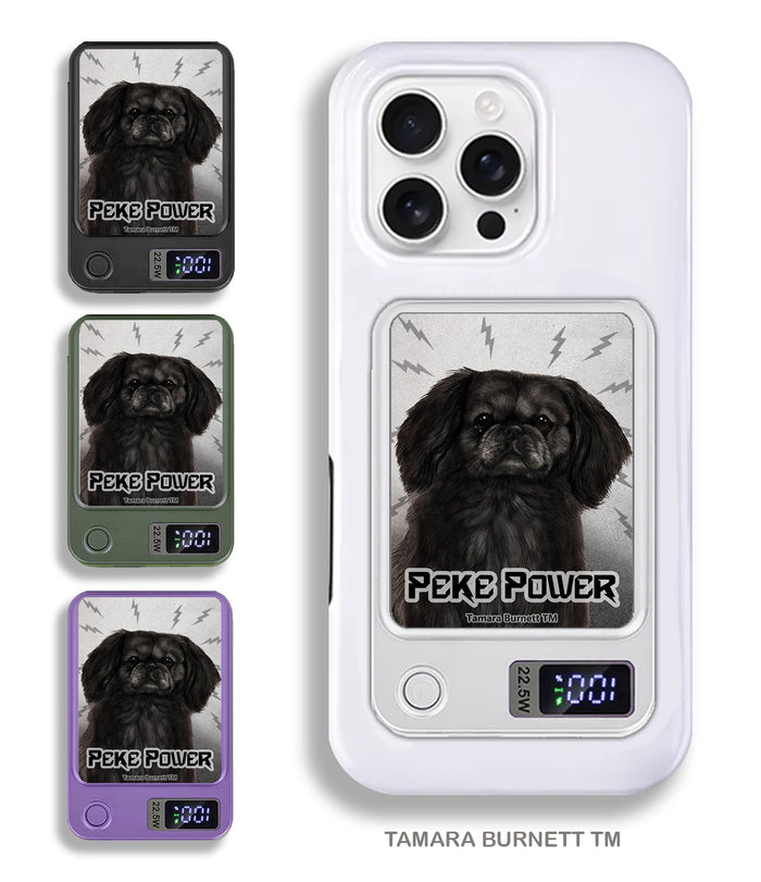 Pekingese Black Phone Bank Wireless Charger