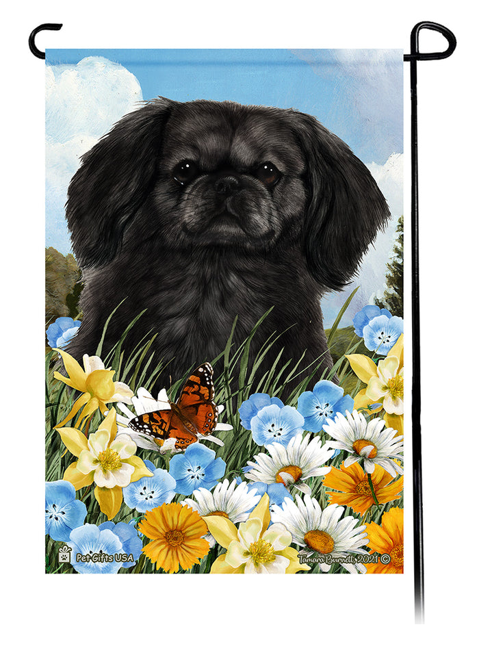Pekingese Summer Flowers Garden Flags