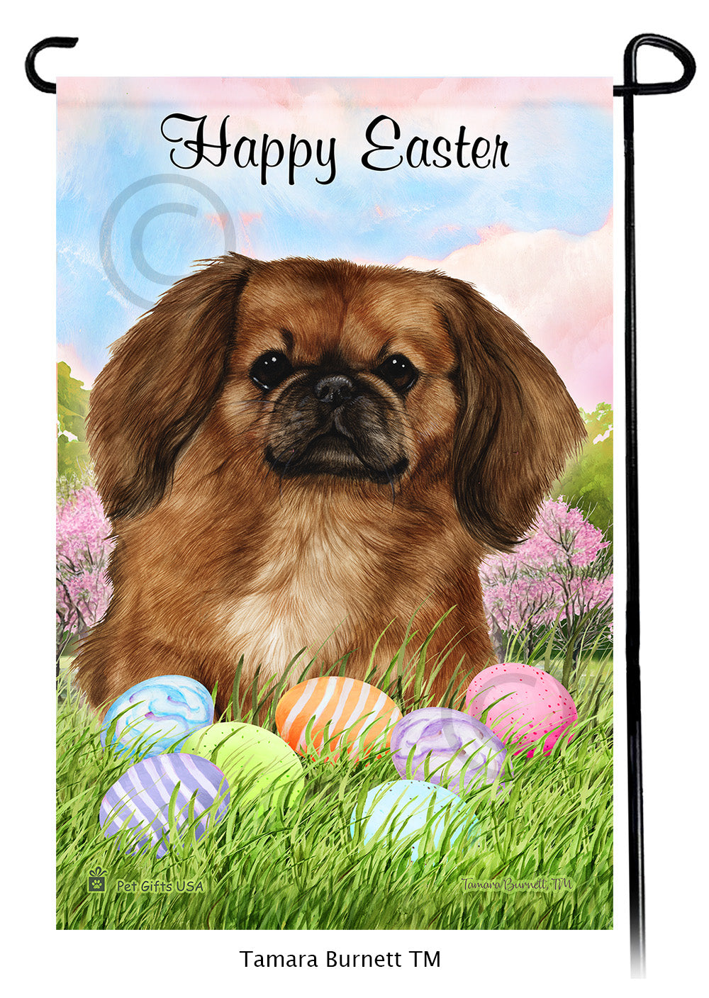 Pekingese Happy Easter - Garden Flag