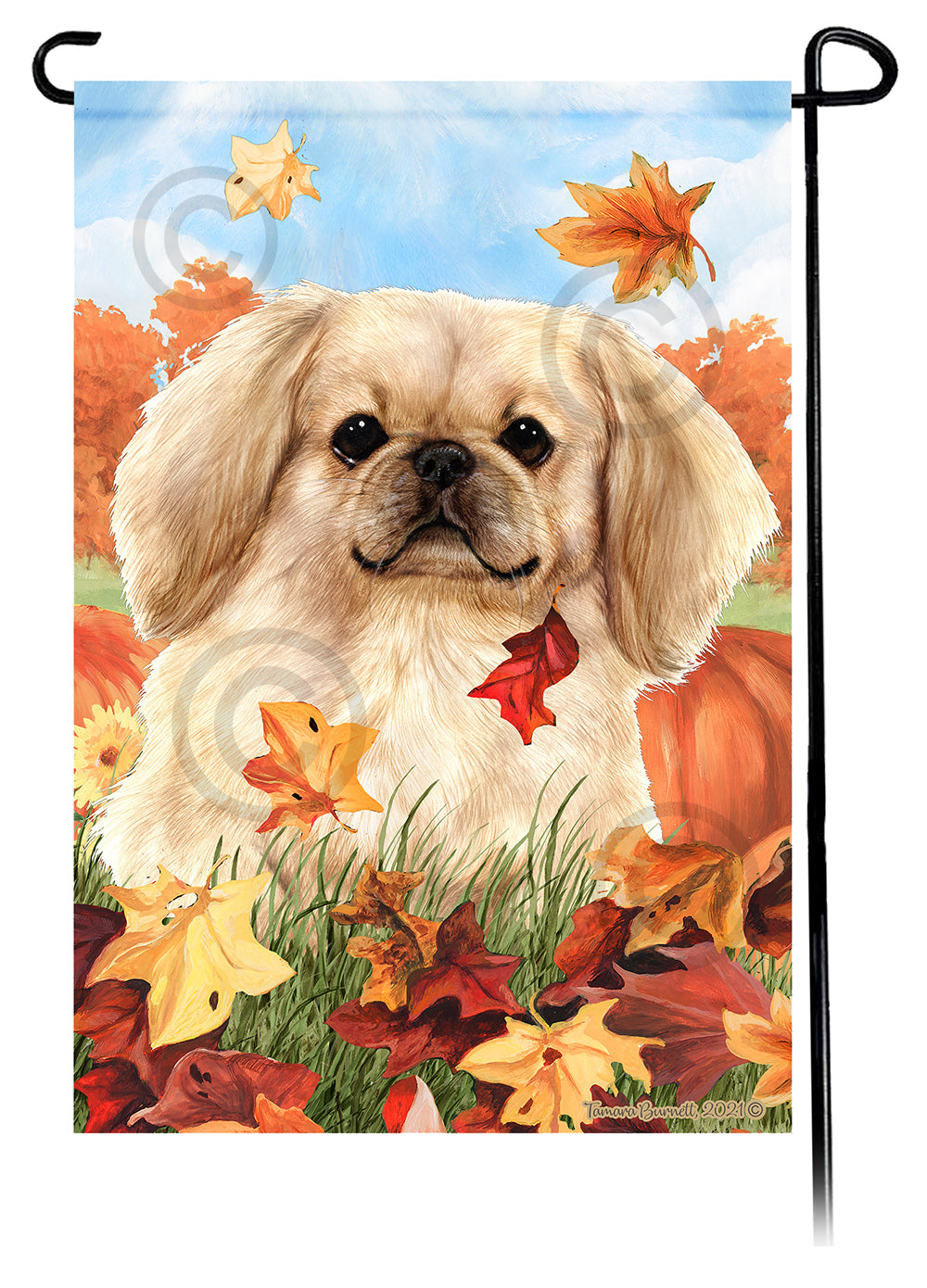 Pekingese Falling Leaves - Garden Flag