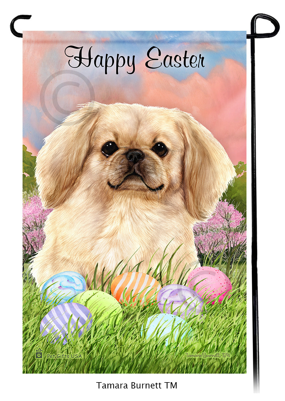 Pekingese Happy Easter - Garden Flag