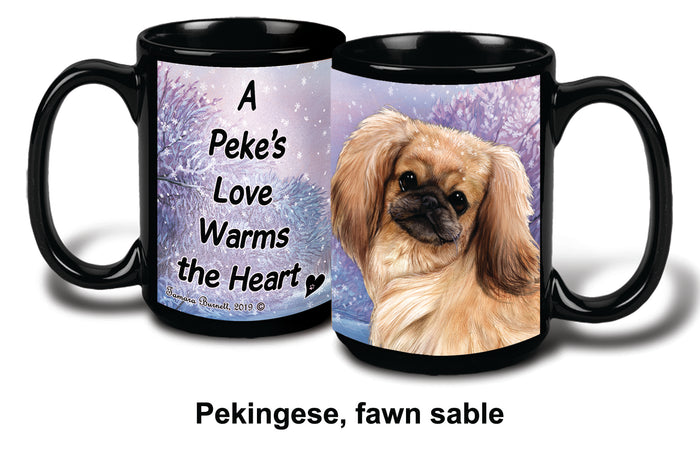 Pekingese Cream Winter Mug 15 oz