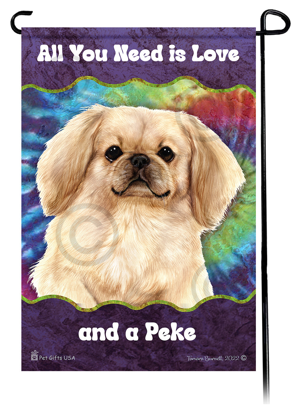 Pekingese All You Need Is Love Garden Flag