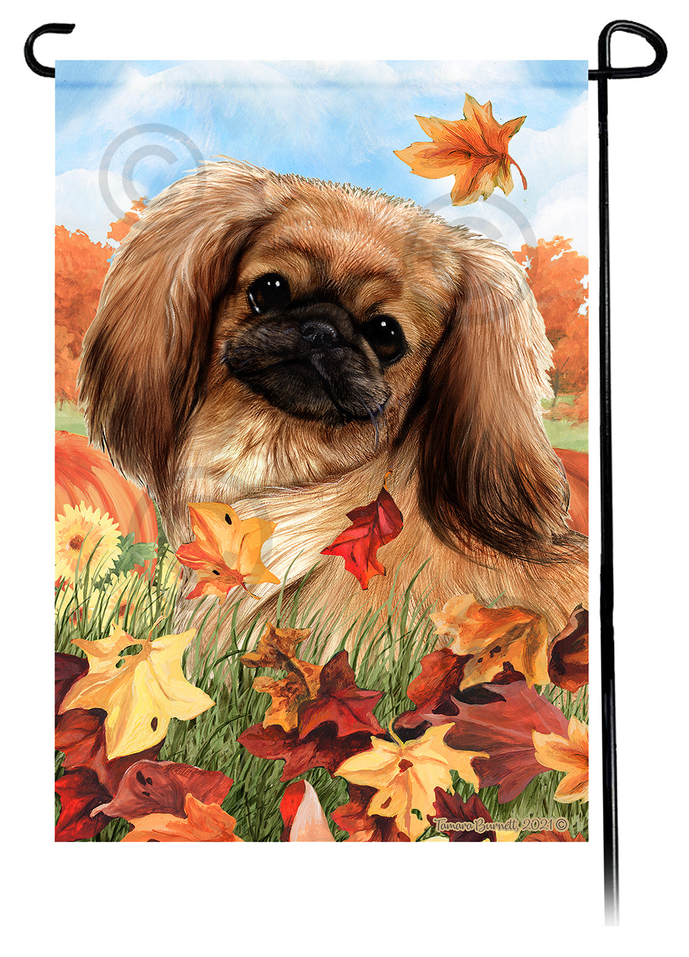 Pekingese Falling Leaves - Garden Flag