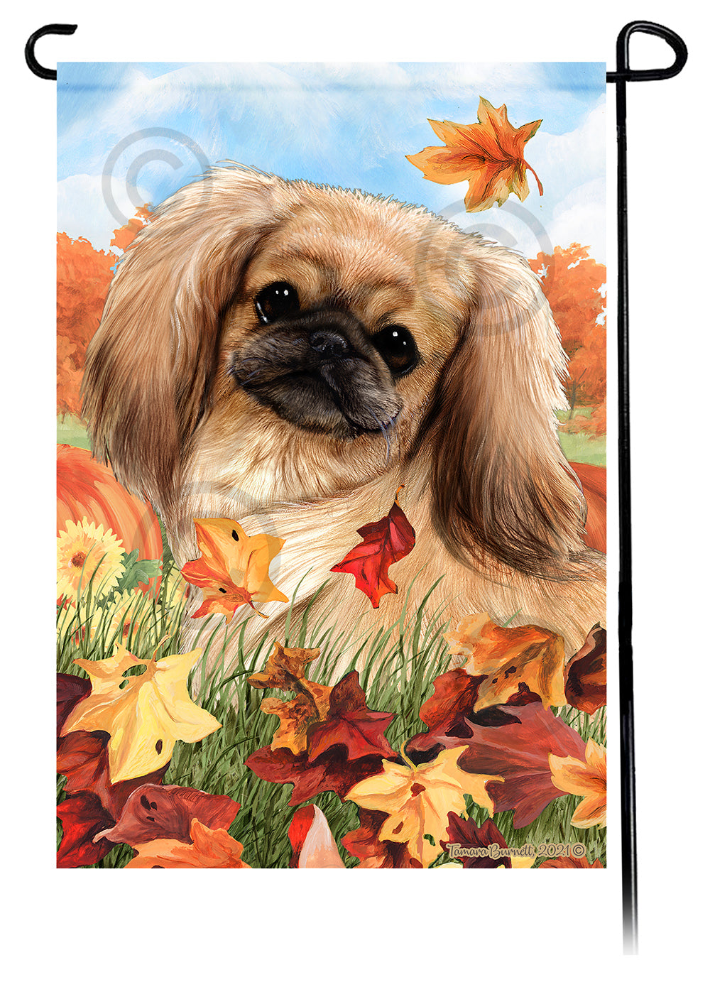Pekingese Falling Leaves - Garden Flag