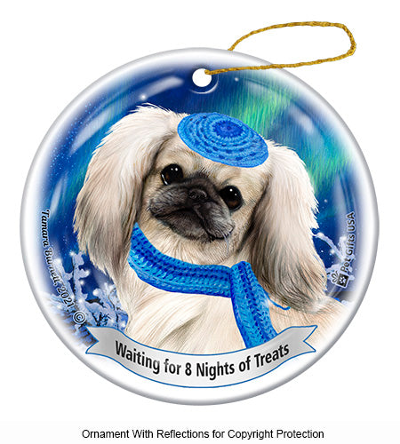 Pekingese White Ornament